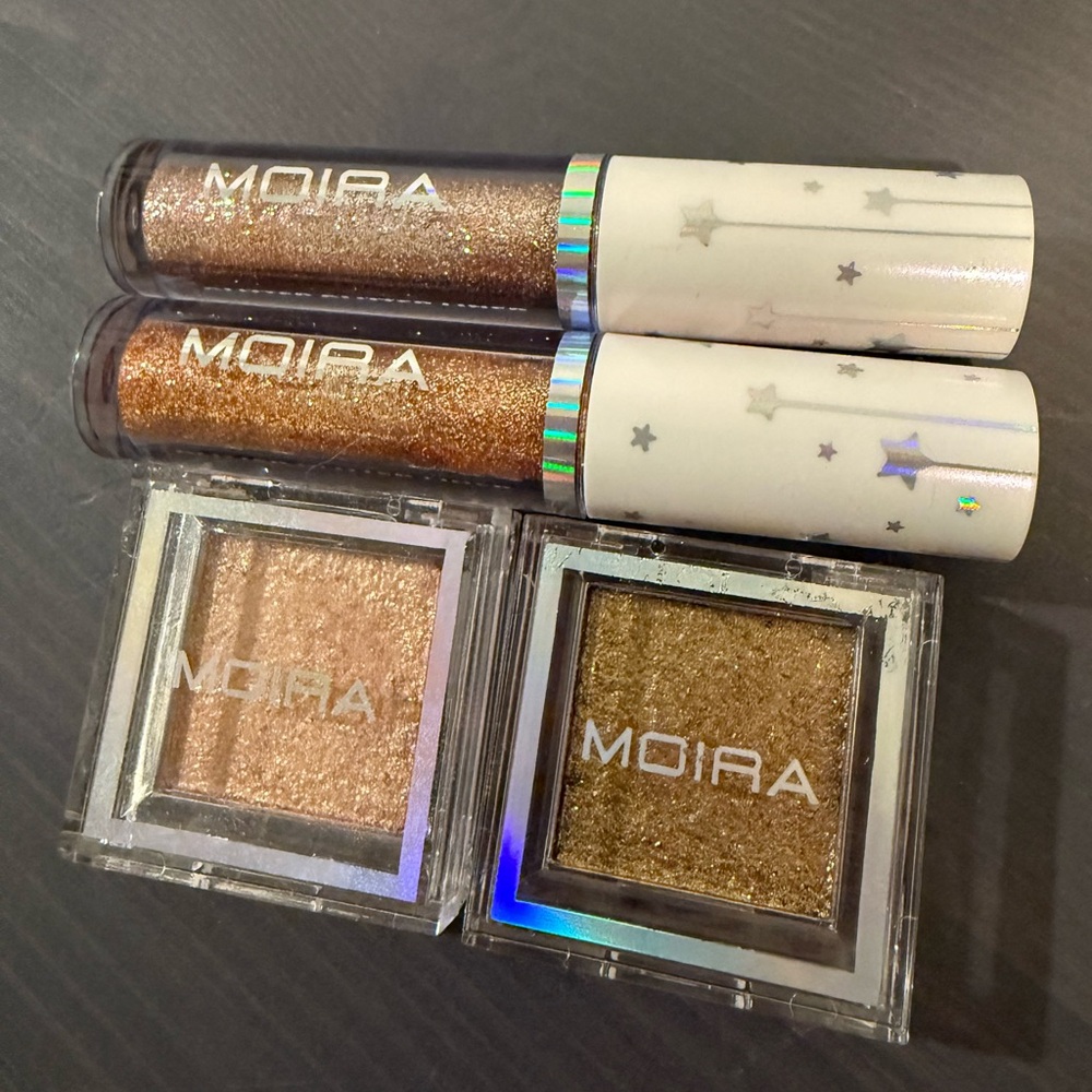 Moira makeup bundle - 2 glitter liners, 2 lucent cream shadows - lightly used